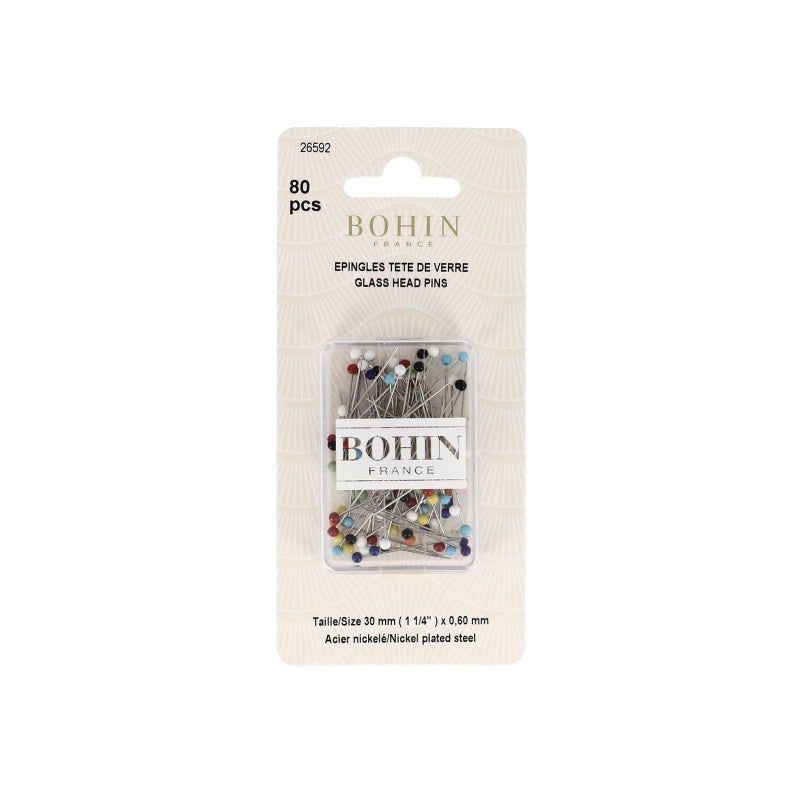 Epingles tête de verre boîte de 80 BOHIN