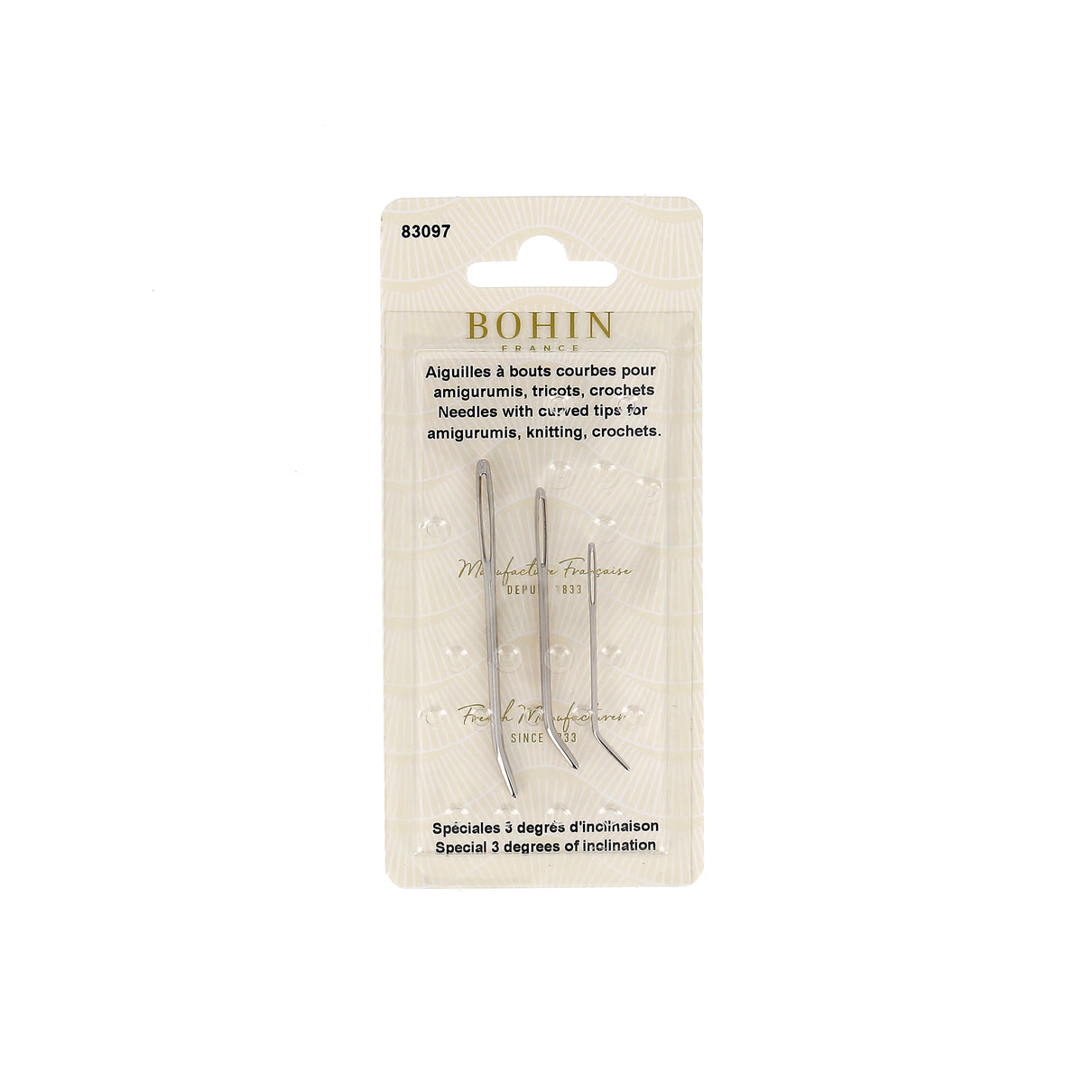 Aiguilles à pointes courbées en métal - Lot de 3 tailles BOHIN