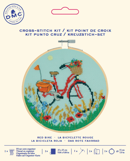 Kit Point de croix La bicyclette rouge DMC