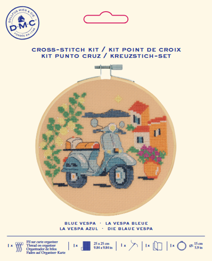 Kit Point de croix La vespa bleue DMC