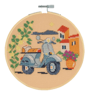 Kit Point de croix La vespa bleue DMC