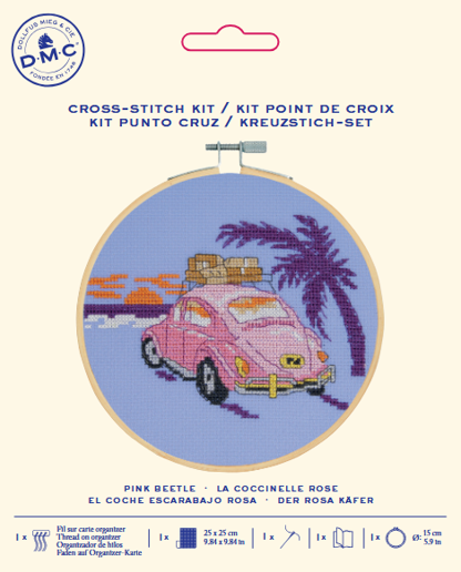 Kit Point de croix La coccinelle rose DMC