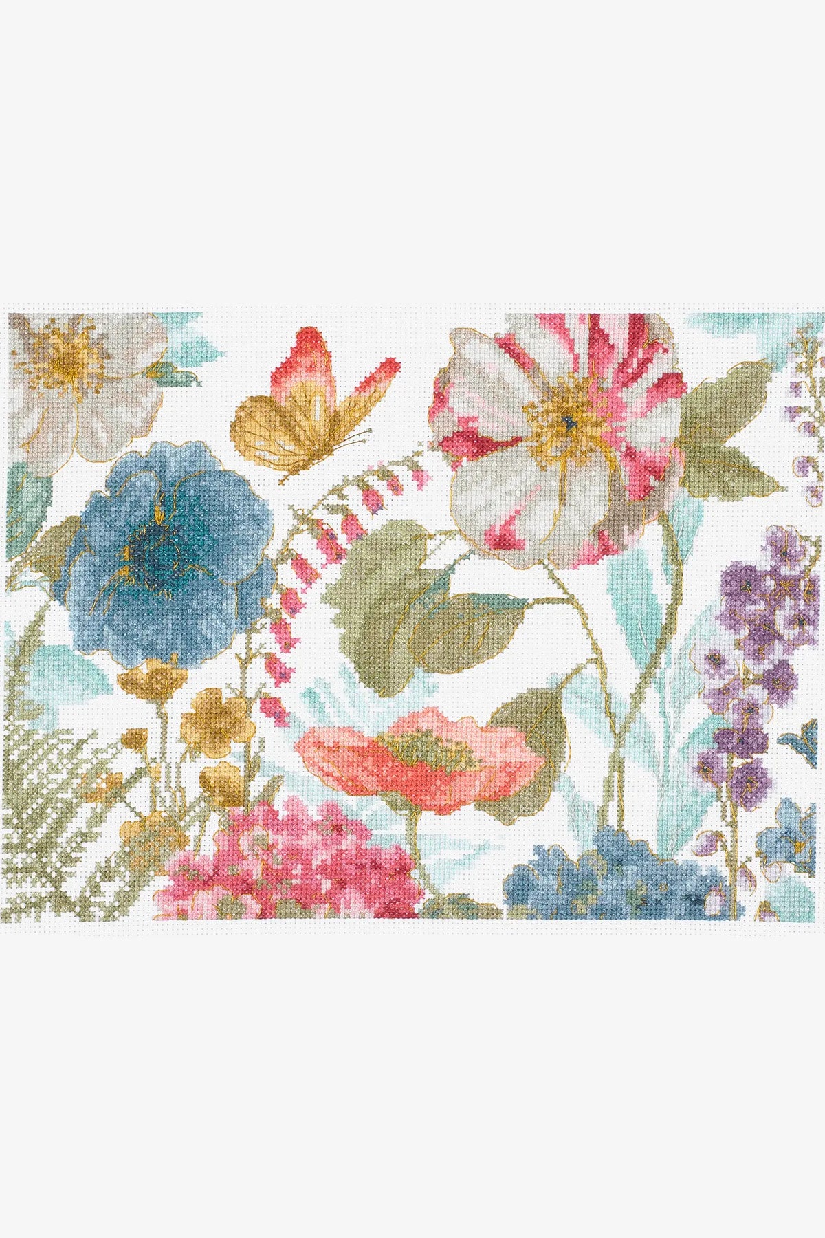 Kit Point de croix Aquarelle fleurs champêtres DMC