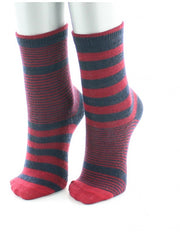 Children's socks with red asymmetrical stripes