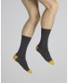 Men's Egyptian cotton socks in anthracite with yellow toes and heels