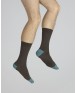 Men's wool and cotton socks in chocolate with blue Norwegian toes and heels