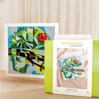 Kit canevas Caméléon perché 30 x 30 cm MILPOINT