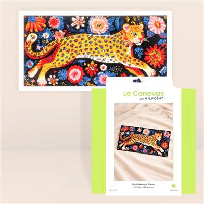 Kit canevas Panthère aux fleurs 30 x 60 cm MILPOINT