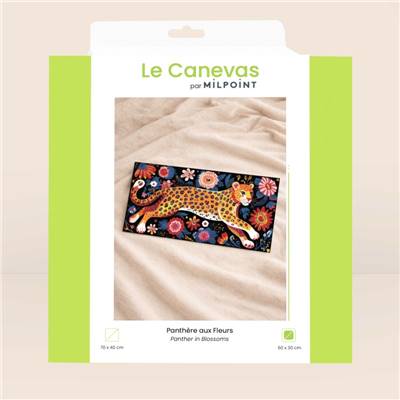 Kit canevas Panthère aux fleurs 30 x 60 cm MILPOINT