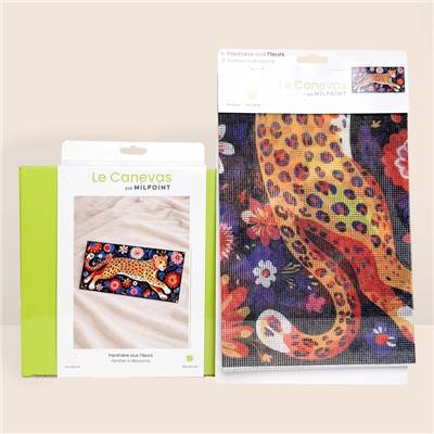 Kit canevas Panthère aux fleurs 30 x 60 cm MILPOINT