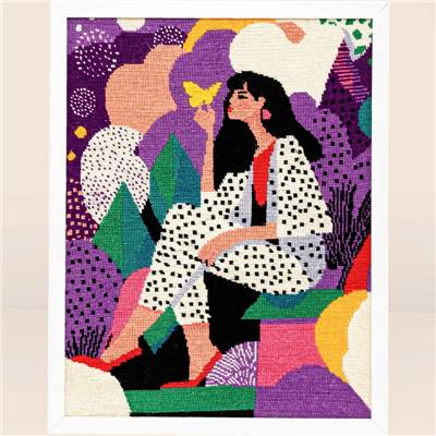 Kit canevas La femme au papillon 40 x 50 cm MILPOINT