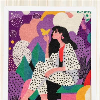 Kit canevas La femme au papillon 40 x 50 cm MILPOINT