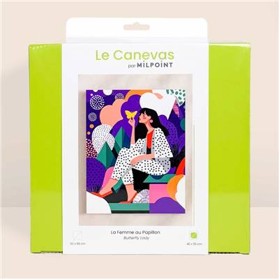 Kit canevas La femme au papillon 40 x 50 cm MILPOINT
