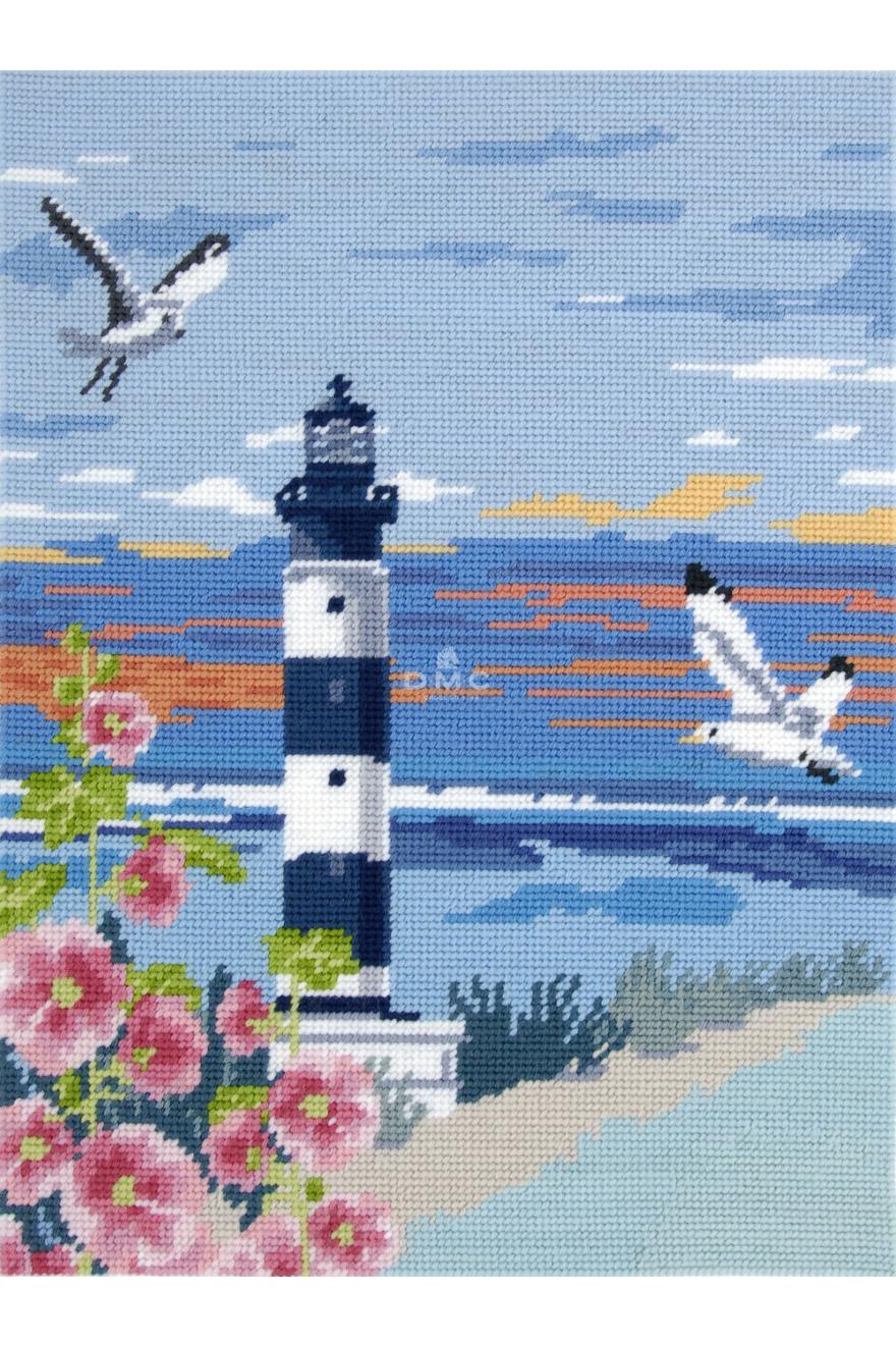 Le phare en Tapisserie au demi point - niveau intermédiaire 30 x 40 cm DMC