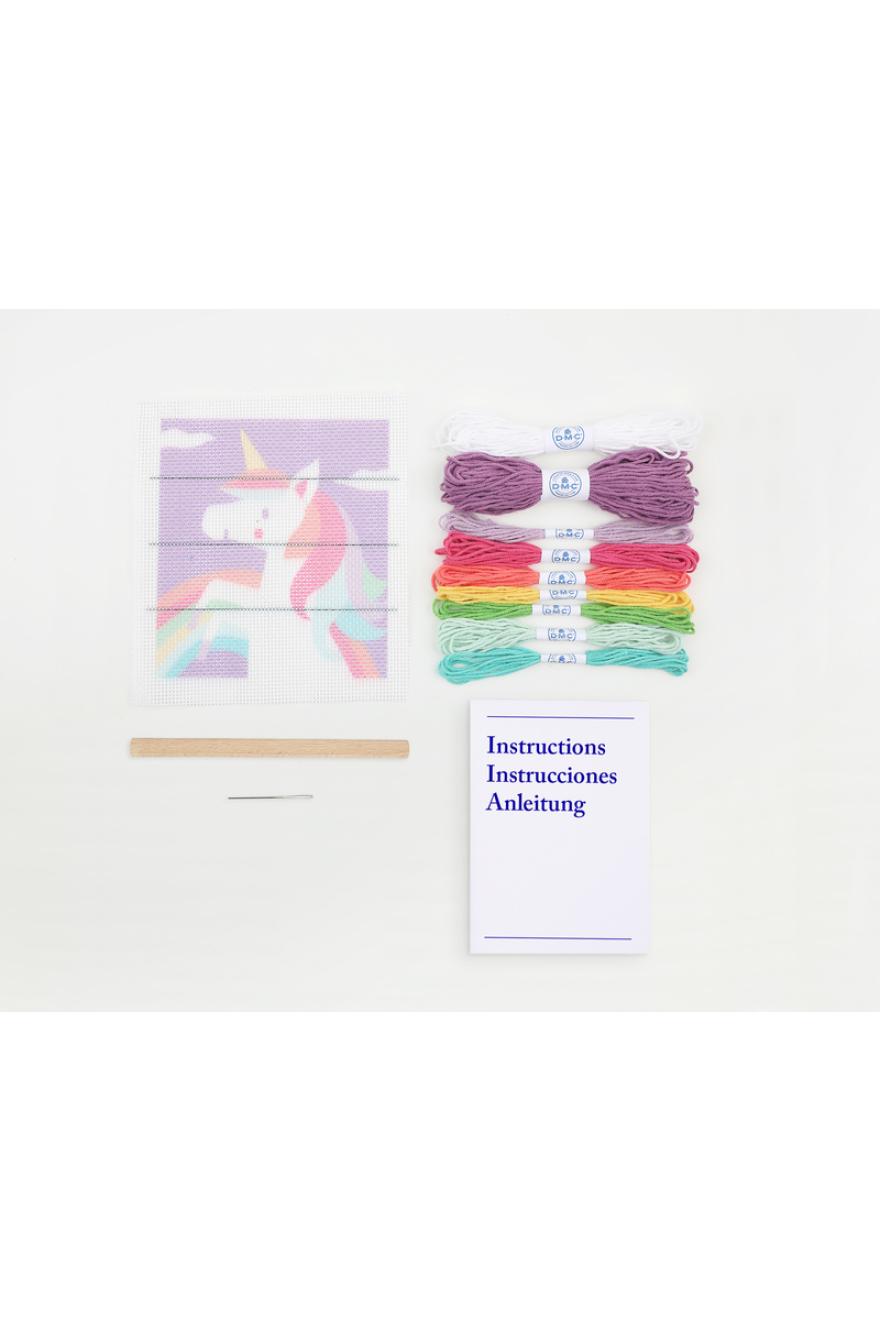 Kit point lancé Licorne dans le ciel DMC