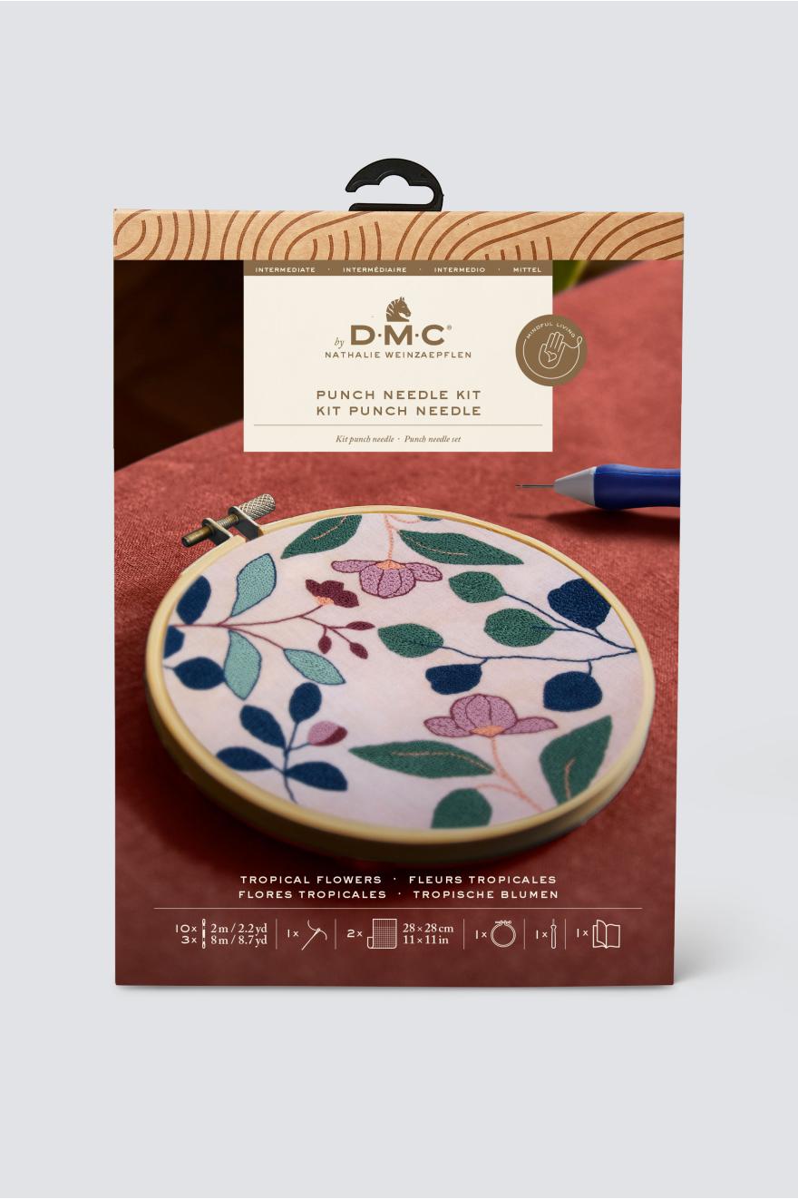 Kit Punch needle Fleurs tropicales de Nathalie Weinzaepflen DMC